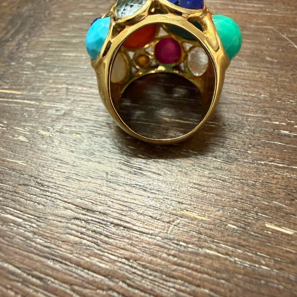 Impolite Rock Candy Multicolor Gemstone 18ct Yelliw Gold Ring Sz 7 - Picture 5 of 10